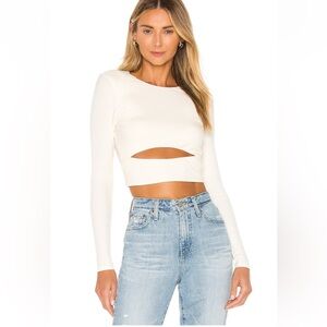 Lover and Friends long sleeve cream cut out shirt